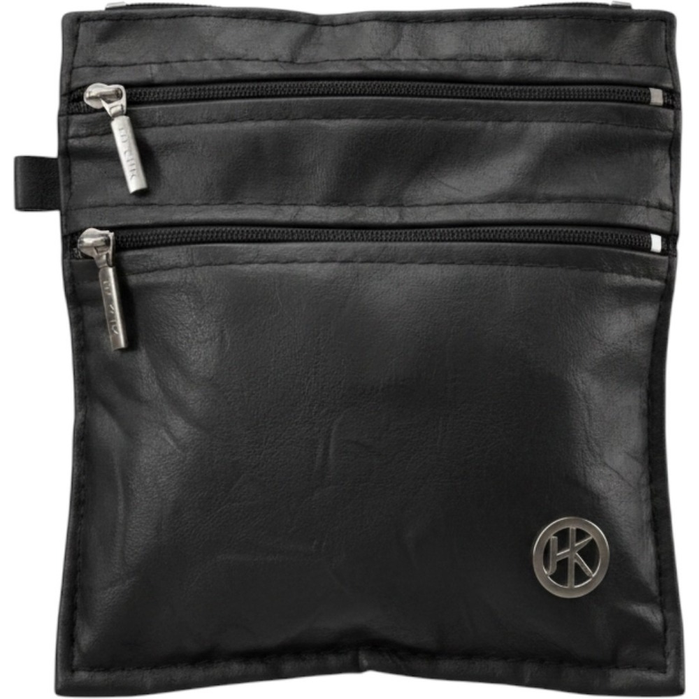 Hip Klips Black Faux Leather Clip On Pocket Purse Travel Waist Pouch Bag